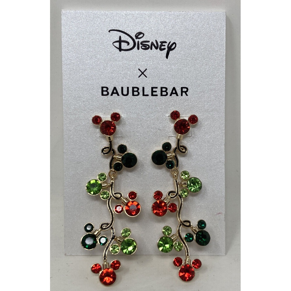 BAUBLEBAR X‎ DISNEY Red & Green Mickey Christmas String Lights Dangle Earrings